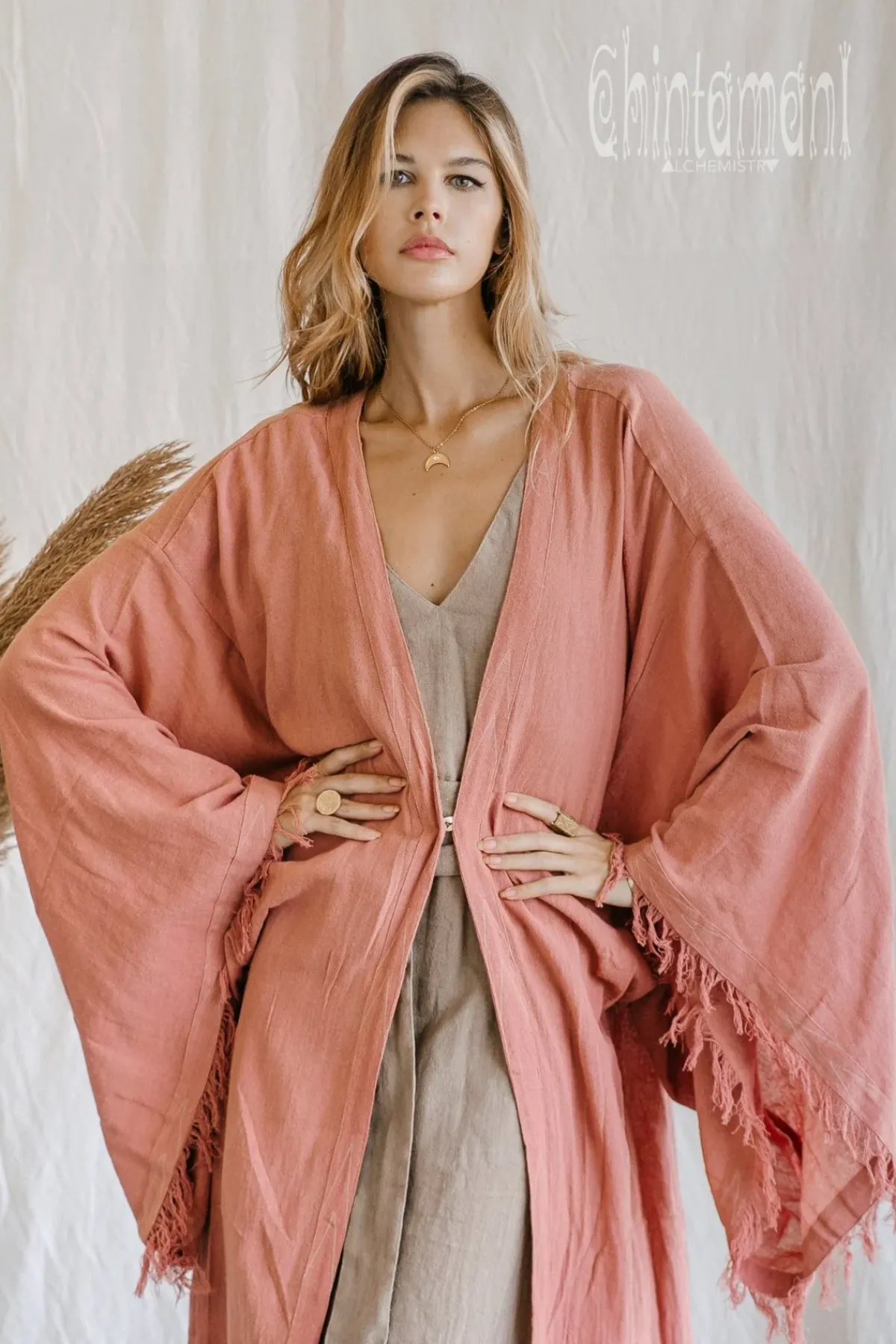 Chintamani Alchemistry Wide Sleeve Kimono / Soft Pink^ Kimono & Cover Up
