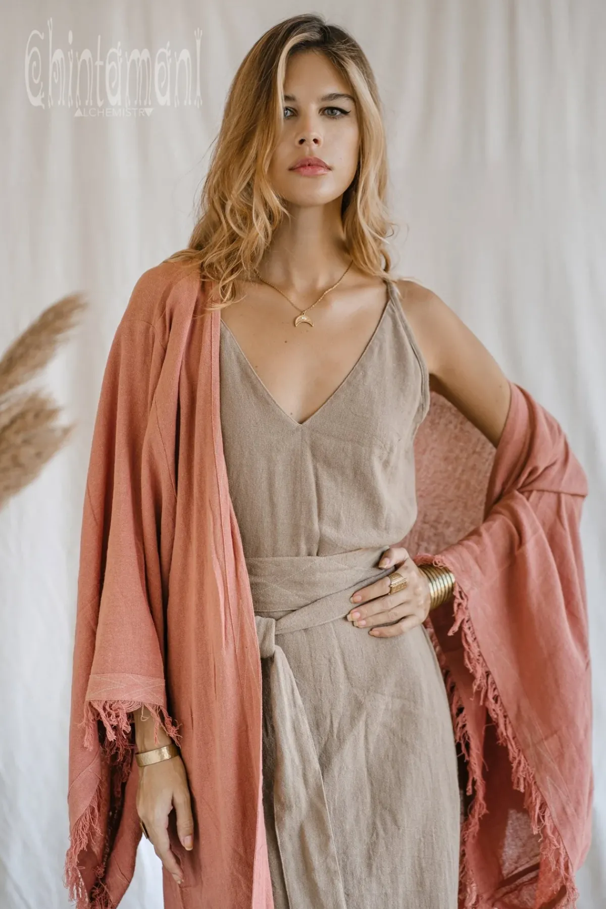 Chintamani Alchemistry Wide Sleeve Kimono / Soft Pink^ Kimono & Cover Up