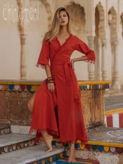 Chintamani Alchemistry Wrap Boho Dress / Red Ochre^ Wrap Dress